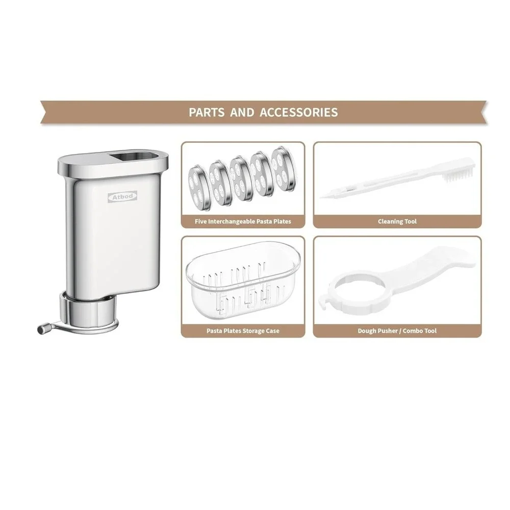 Atbod 5-in-1 Pasta Maker Attachment for KitchenAid Stand Mixer Stainless B2 - Picture 8 of 16